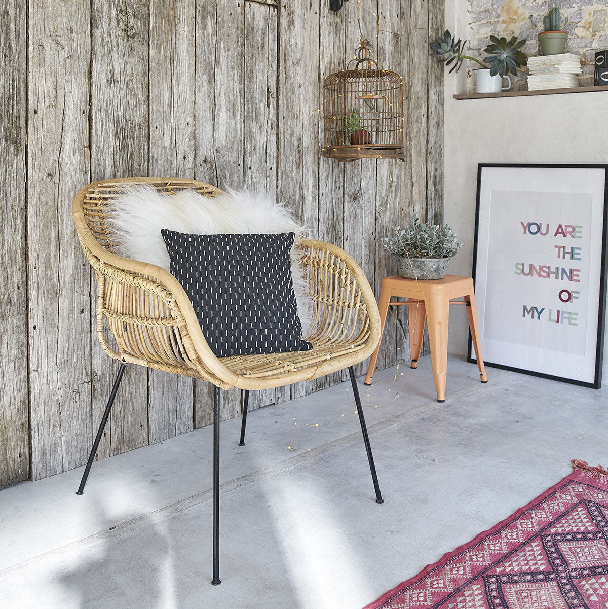 BOHEMA - Set di 2 poltrone in rattan e metallo
