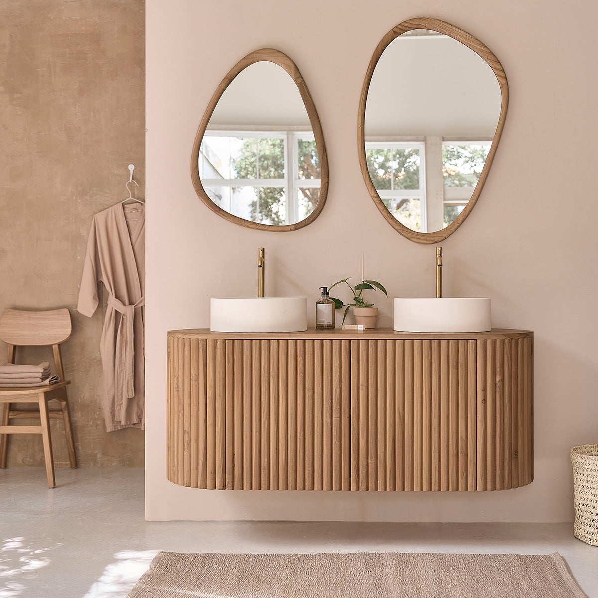 BELIZE - Mobile bagno in teak massello sospeso 140 cm