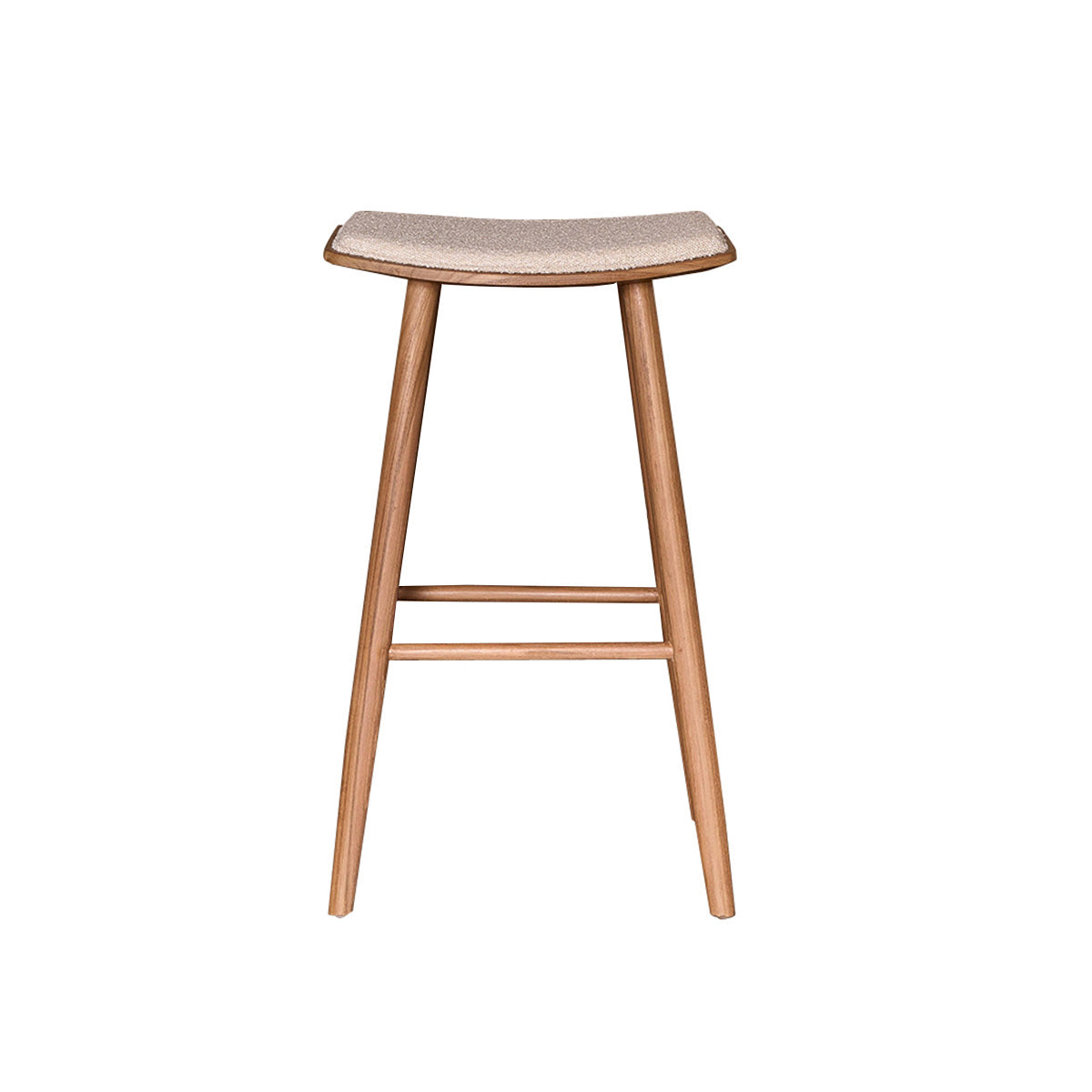 AMBRE - Sgabello da bar in teak massello con seduta bouclé 75 cm