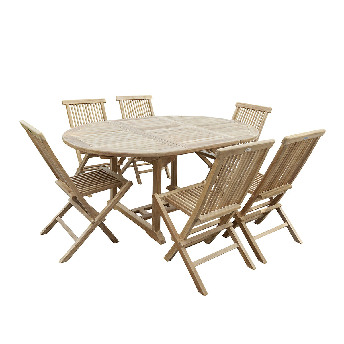 MIDLAND - Set di mobili da giardino in teak massello con tavolo allungabile 6/8 pers.