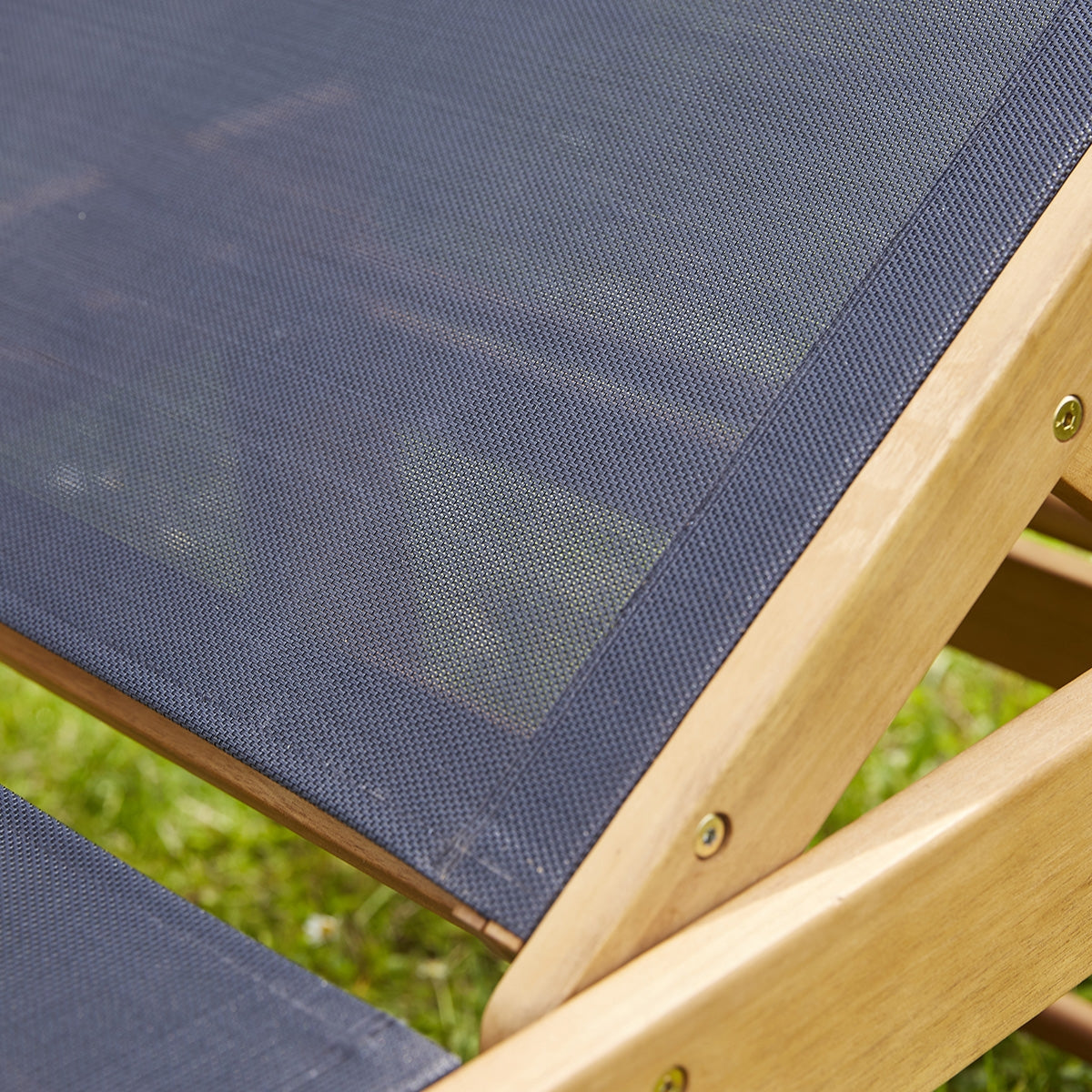 HANOÏ - Lettino in acacia massello e textilene nero (set di 2)