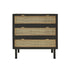 Cassettiera in mango massello e midollino nero 90 cm