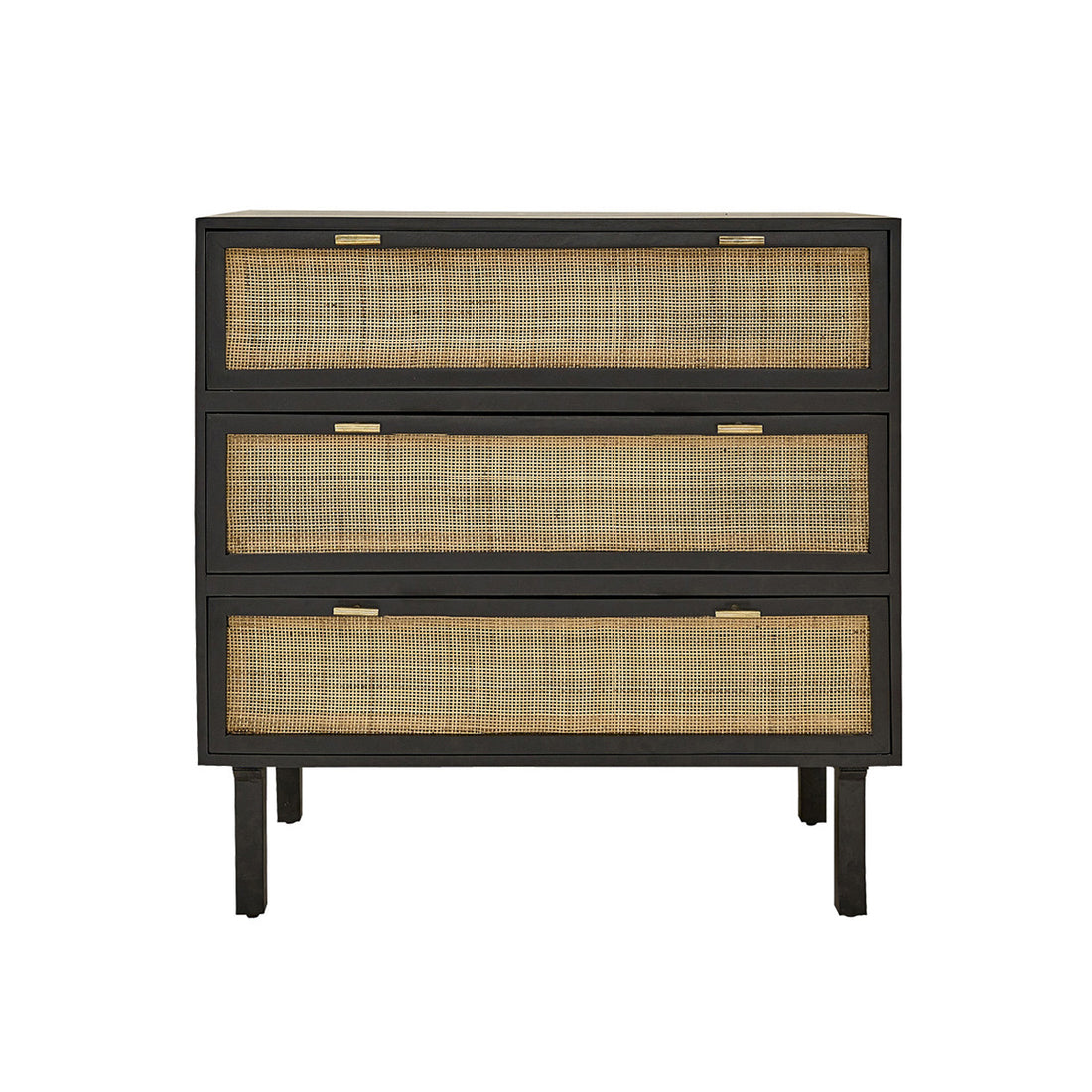 BLAISE - Cassettiera in mango massello e midollino nero 90 cm