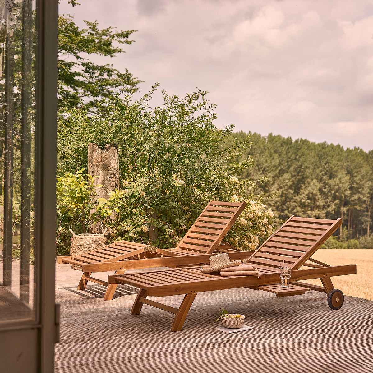 BALI - Lettino da sole in teak massello oliato