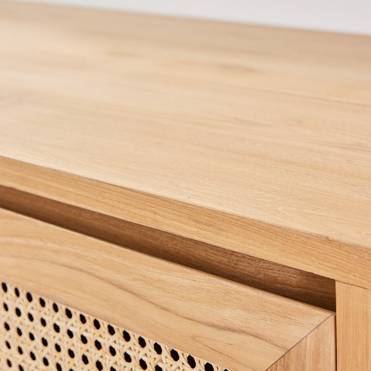 ELIOTT - Mobile per lavabo in teak massello e cannage 90 cm