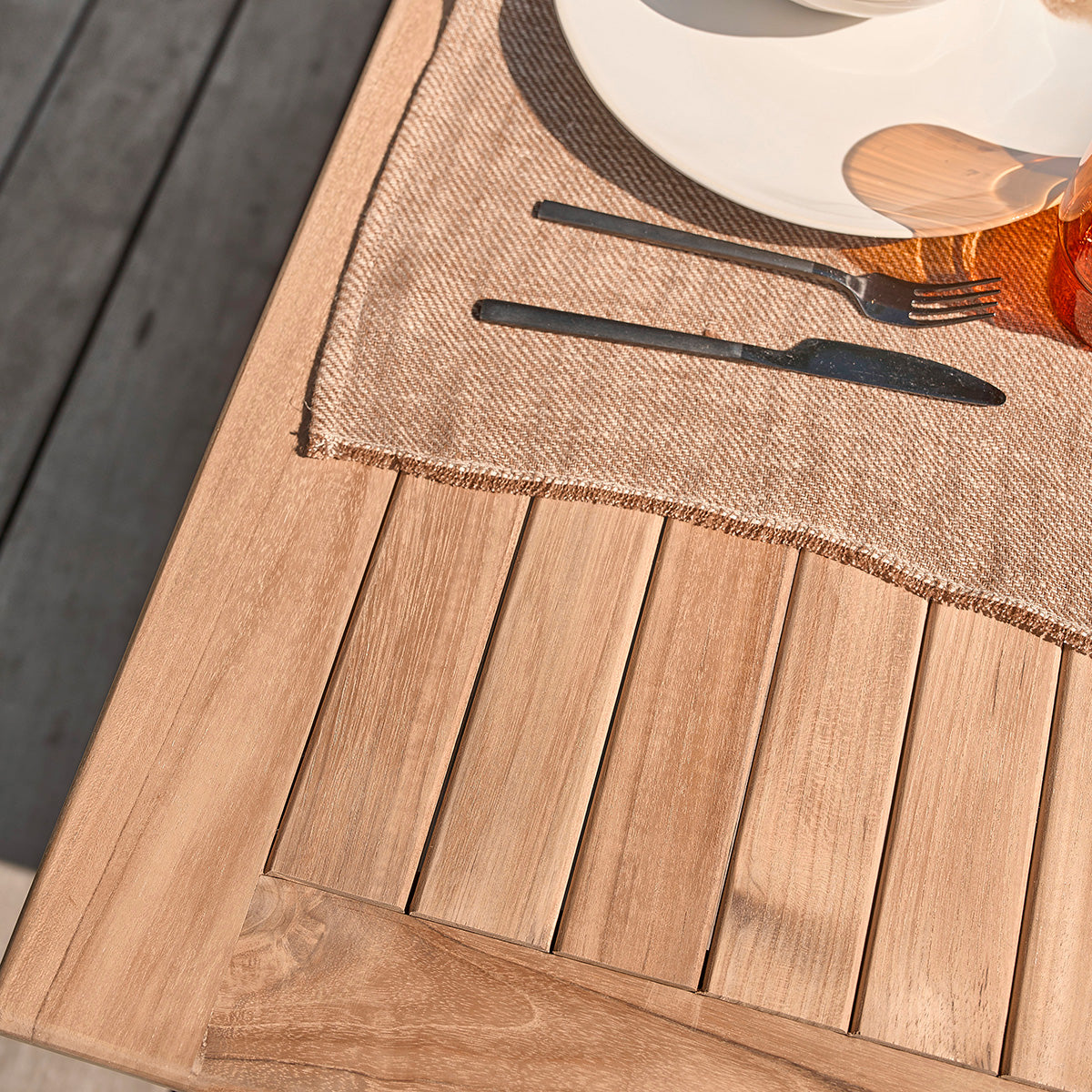 MALTE - Set di mobili da giardino in teak massello con tavolo allungabile 8/10 pers.