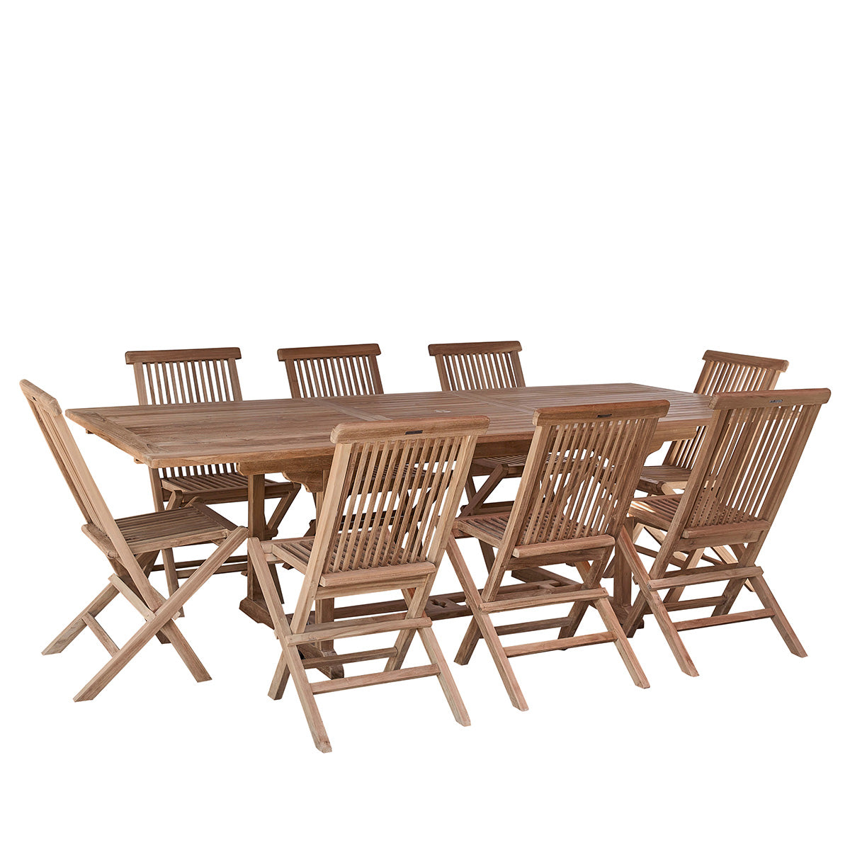 MALTE - Set di mobili da giardino in teak massello con tavolo allungabile 8/10 pers.