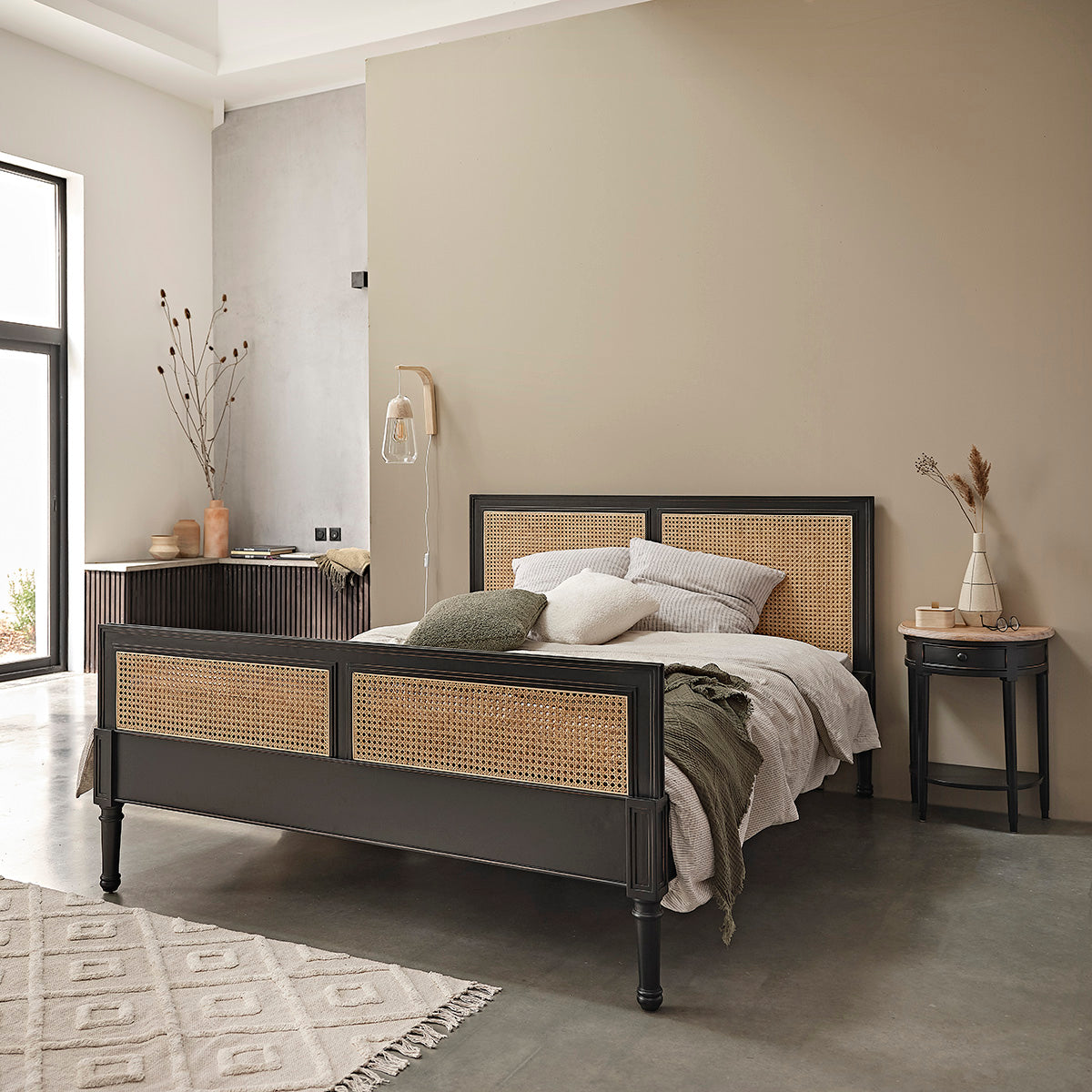 SOHO - Letto in midollino e legno massello 160 cm