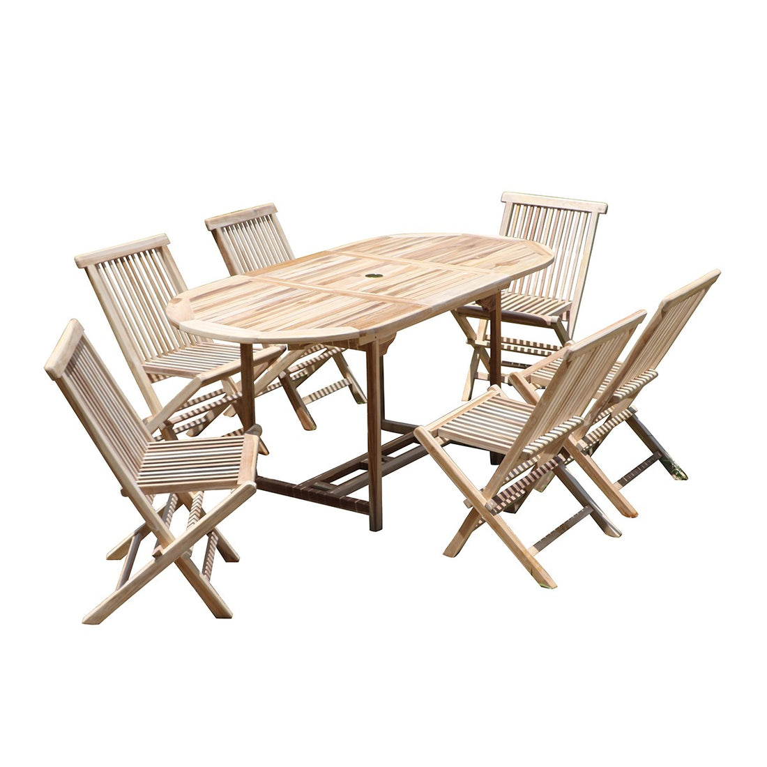 MELBOURNE - Set di mobili da giardino in teak massello con tavolo allungabile 6 pers.