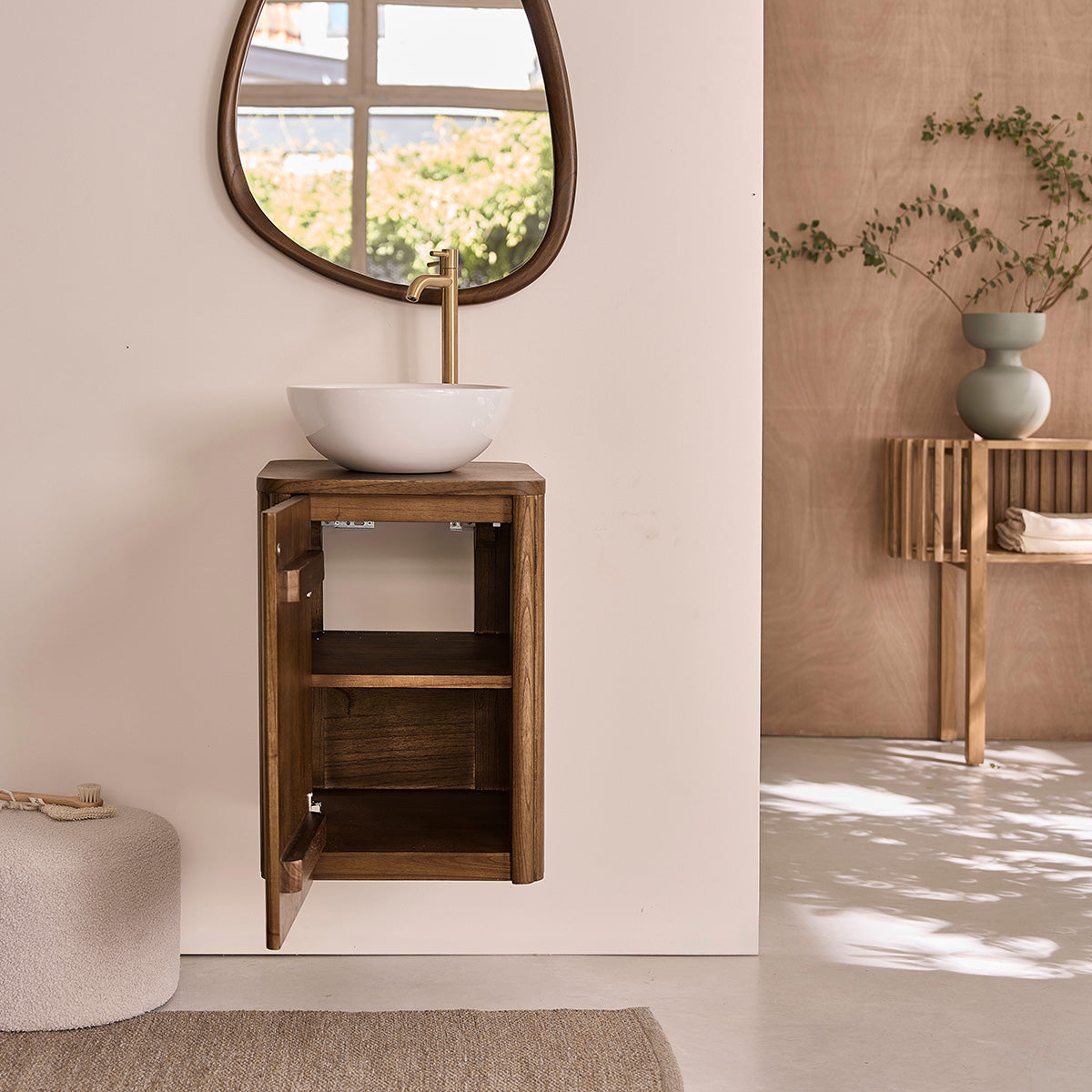 TRINIDAD - Lavabo in mindi massello sospeso 40 cm