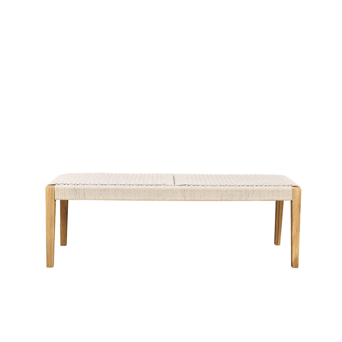 LIVIE - Panca da giardino in teak massello e corda beige