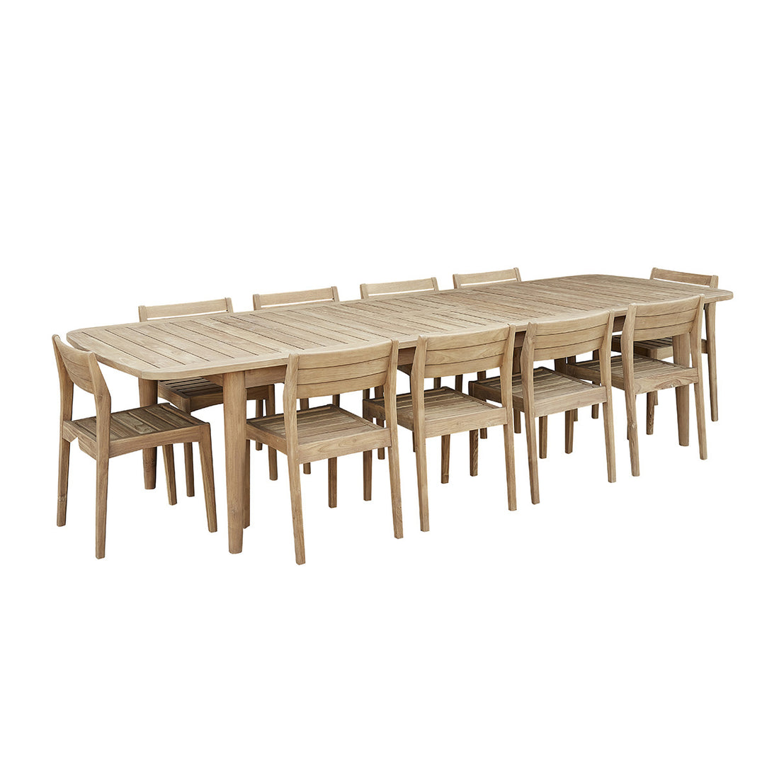 HORTENSE - Set di mobili da giardino con tavolo allungabile in teak riciclato 10/12 pers.
