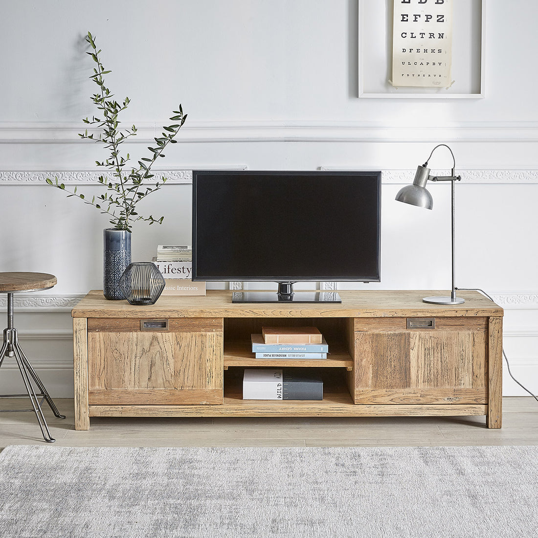 CARGO - Mobile TV in teak massello riciclato 160 cm