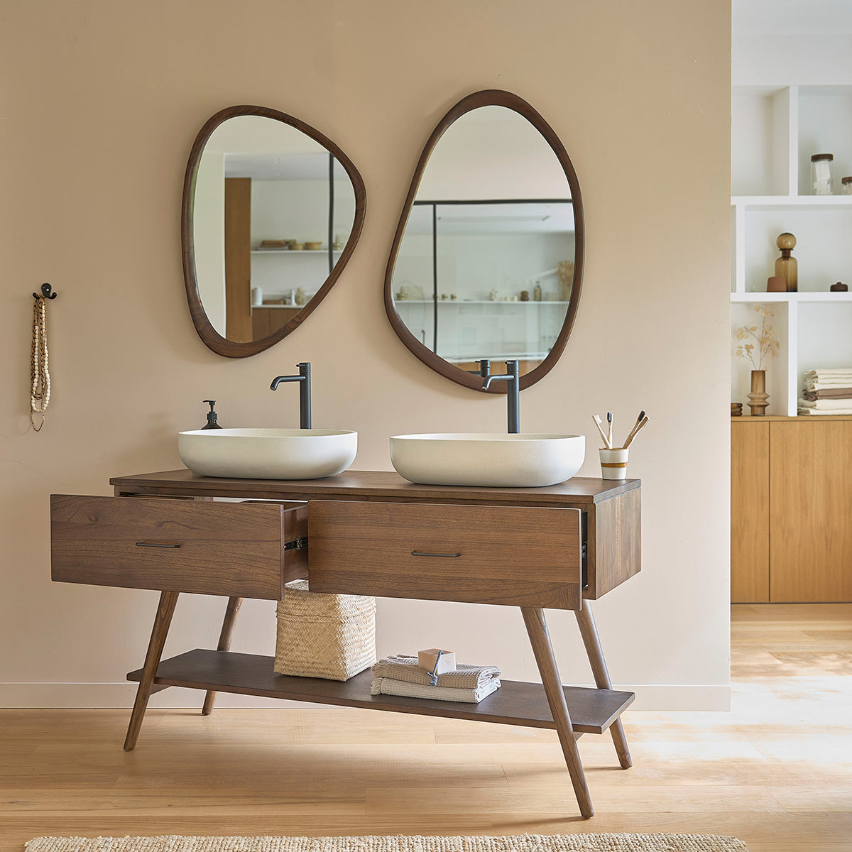 CALIXTE - Mobile da bagno in mindi massello 135 cm