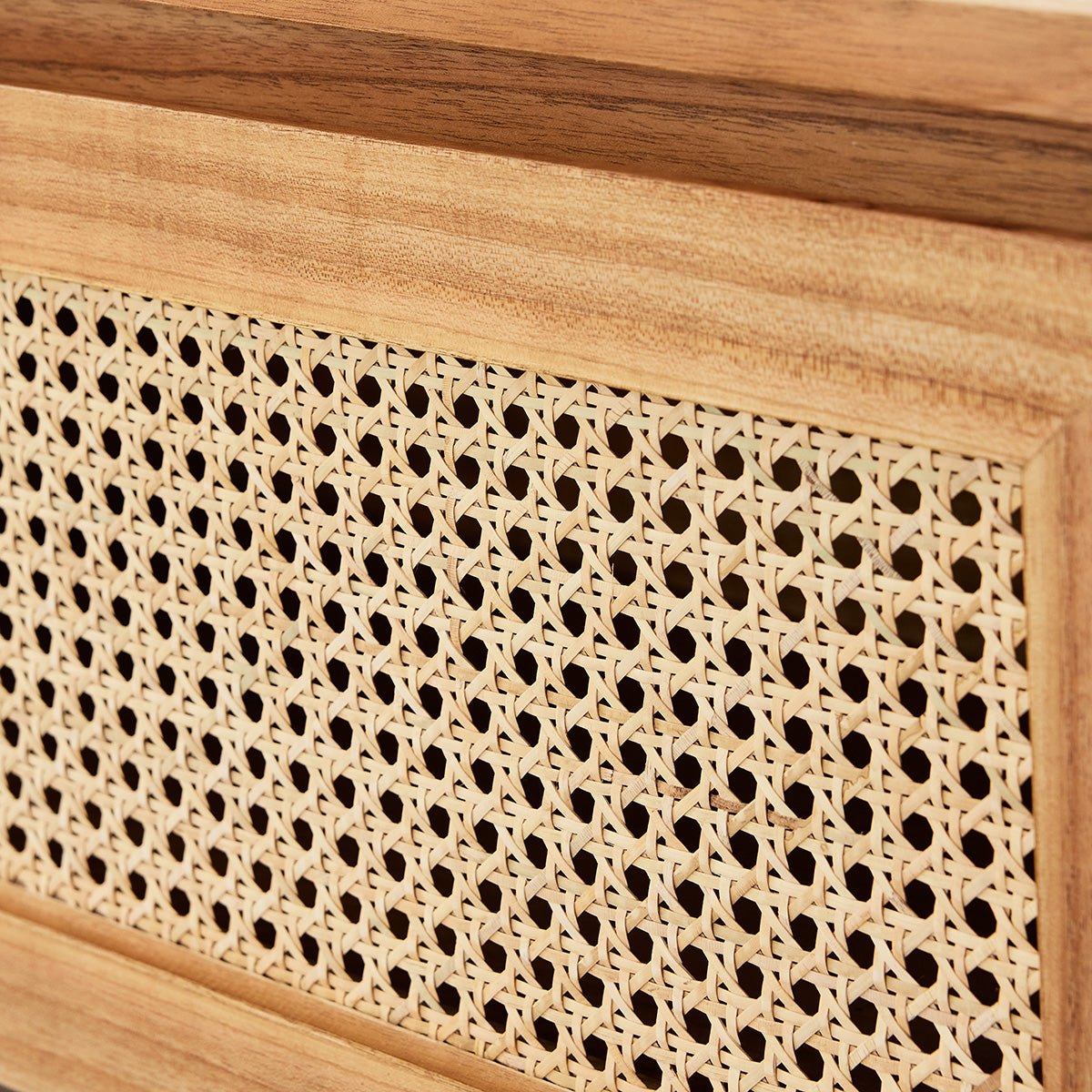 ISÉE - Tavolino in mindi massello e cannage 110 cm