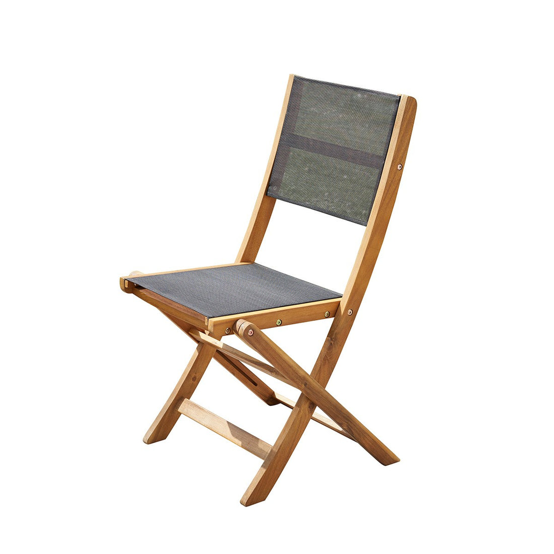 HANOÏ - Sedia da giardino in acacia massello e textilene nero