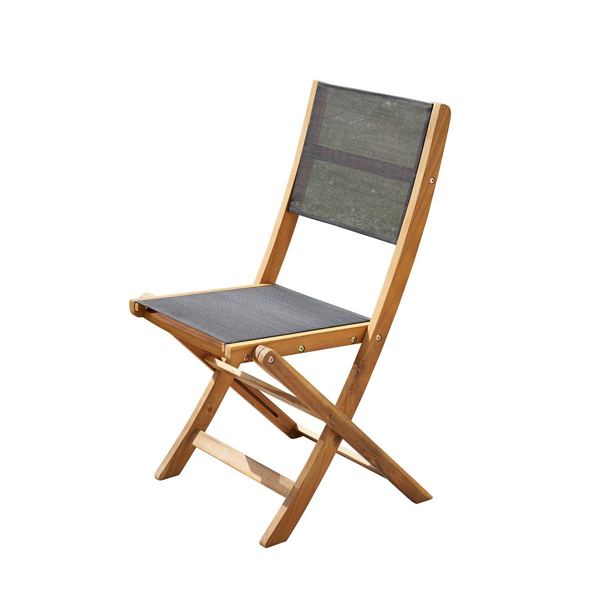 HANOÏ - Sedia da giardino in acacia massello e textilene nero