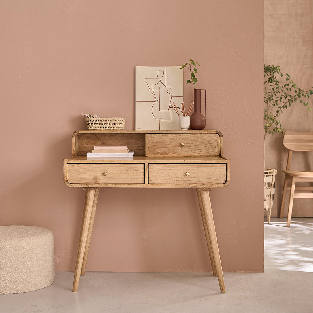 FIFTIES - Scrivania in mindi massello 90 cm