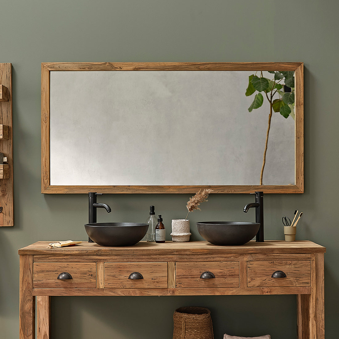 AUSTIN - Specchio rettangolare in teak massello riciclato 160x80 cm