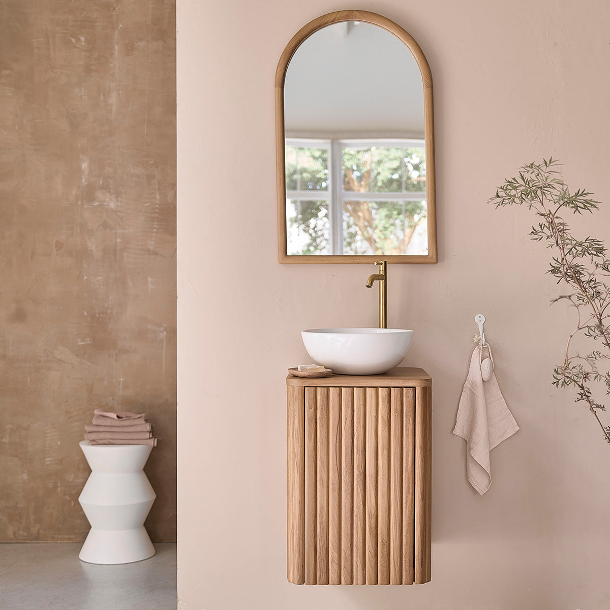 BELIZE - Lavabo sospeso in teak massello 40 cm